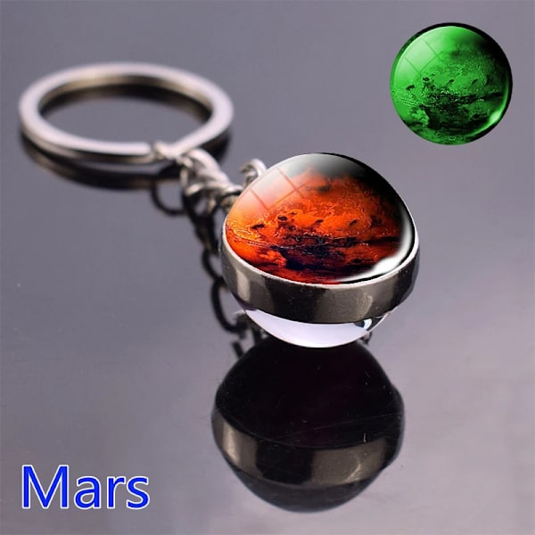 Glow I Den Mörka Solsystemet Planet Keyring Galaxy Nebula Luminous Keychain Moon Earth Sun Dubbel Side Glas Ball Nyckelkedja size 11