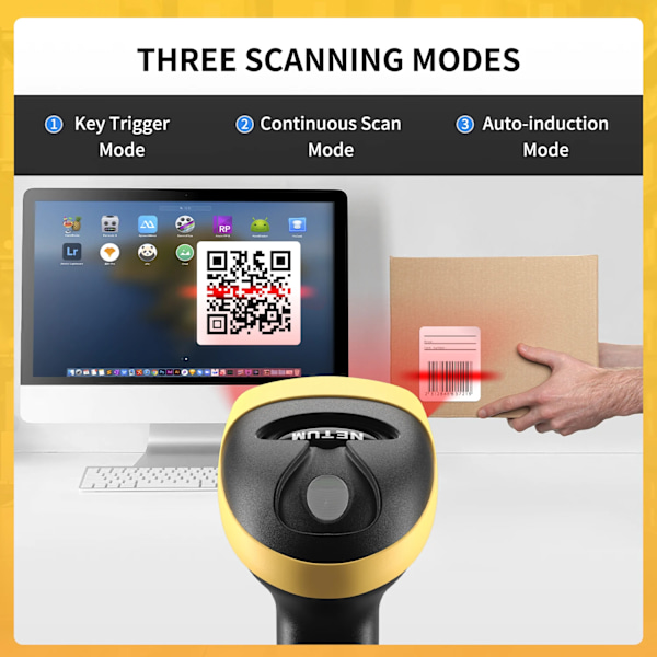 NETUM L8BL Blåtand Trådløs 2D Stregkodescanner og L5 Kablet QR Stregkodescanner PDF417 Automatisk Sensing til Pos Scanning L8BLPro Bluetooth 2D