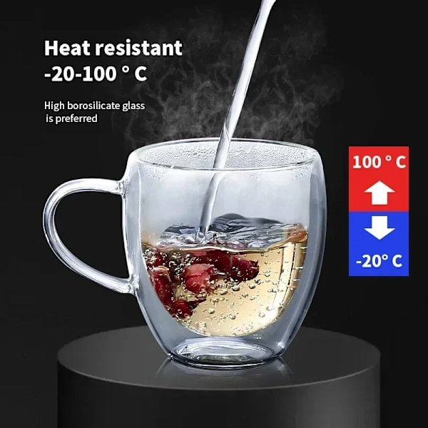 1-6 st 80-450 ml värmebeständiga dubbelväggiga teglasmuggar öl kaffe handgjorda kreativa kalla drycker transparenta dricksglasset 250ML D 1pc