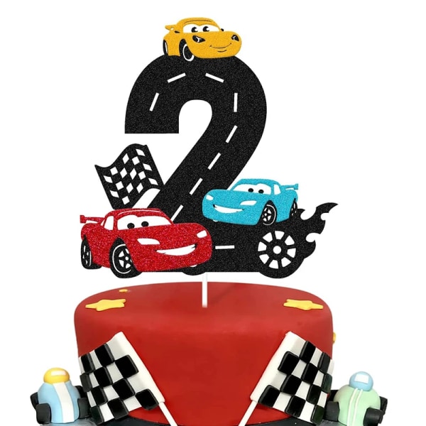 McQueen Lightning Cars Grattis på födelsedagen Tårta Topper Barn Baby Shower Födelsedagsfest Dekoration Baby Shower Presentleksakstillbehör Number 2