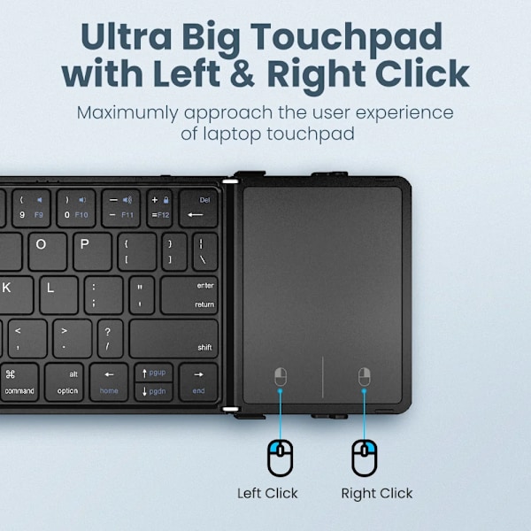 Bow Korea/Rusland Trådløst Foldbart Tastatur Med Touchpad/Numberblock Genopladeligt Foldbart Bluetooth-Tastatur Til Tabletter Ipads Touchpad version Spain Layout