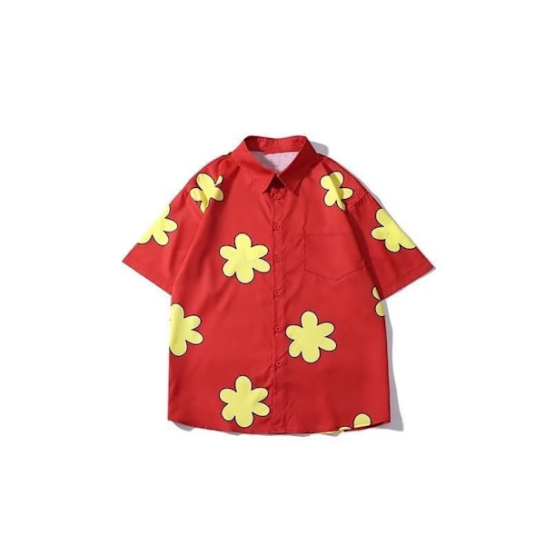 Blomstermønstret Animering Omgivende Ah Q Samme Stil Skjorte Mønster T-Shirt Kort Ærme Top Tøj Tøj Sommertønd Red XXL