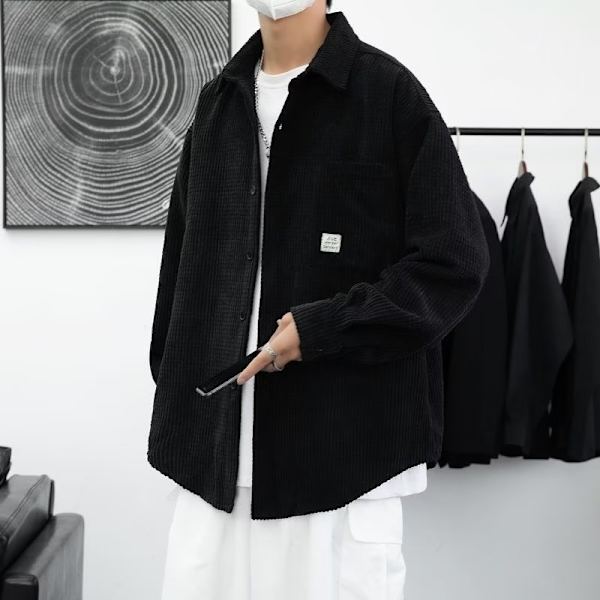 Vaffel Langærmet Skjorte Herre Efterår Og Vinter Japansk Trendy Arbejdstøj Skjorte Fløjl Vatteret Løs Plus Size Manchesterjakke Khaki XL