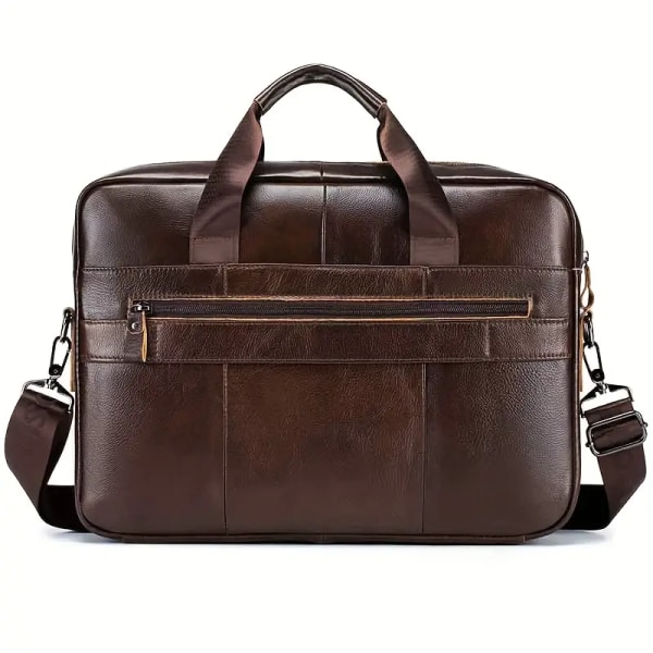 1pc Men's Briefcase Genuine Leather Men's Bag Business Bag, 38.1 cm Computer Bag Men's Portable Single Shoulder Bag Business Bag