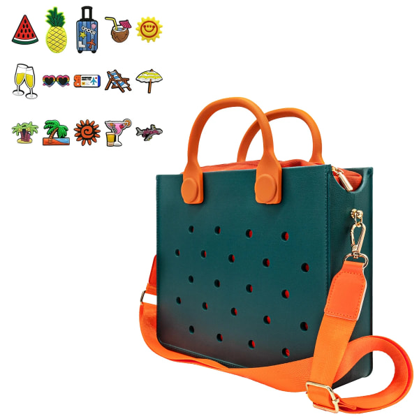 Ny EVA läder stor tygväska för kvinnor Mode enfärgad dragkedja Kvinnlig axelväska Dam Beach Bag Waterproof Fit Charms T06 15PVC Charms