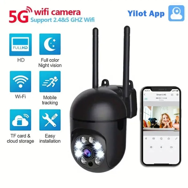2,4G/5G WiFi Övervakningskameror Utomhus IP-kamera Night Vision Trådlös PTZ-säkerhetskamera Smart Tracking Monitor US PLUG