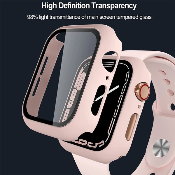 Glas+ Cover För Apple Watch case 9 8 7 6 SE 5 3 iWatch Tillbehör Skärmskydd Apple Watch Series 44mm 40mm 41mm 45mm 42 38mm Barbie powder 23 Series 123 42MM