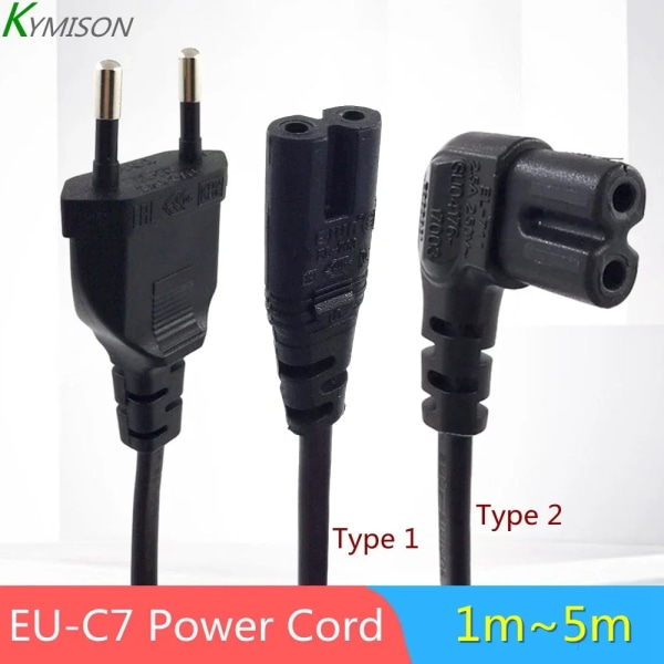 EU Till IEC 320C C7 AC power Schuko CEE7/16 till C7 Firgure 8 Power för samsung Philips Sony LED TV 3m/5m Eblow 2meter