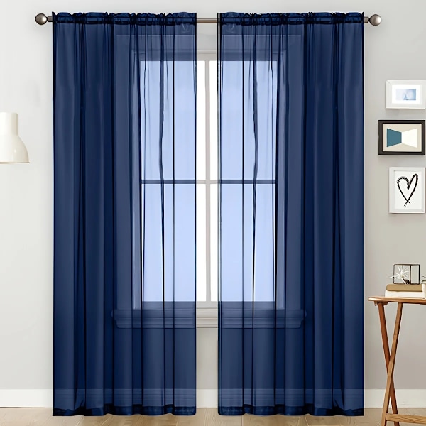 2 kpl väri Terlon rei'itetty ikkuna näyttö, puoliläpinäkyvä aurinkovarjo verho koriste parvekkeelle ja olohuoneeseen. dark blue W39.4inchxH51.2inch