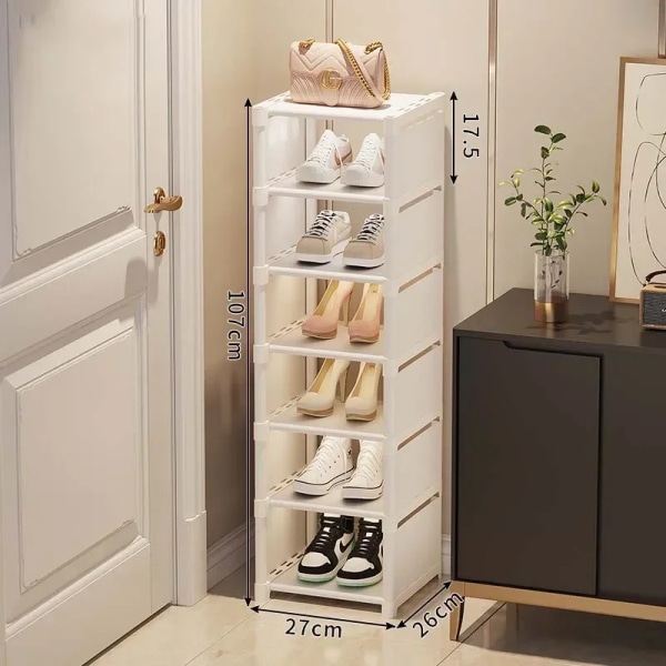 5/6/7/8 Stapelbart Skoskåp Utrymmesbesparande Sneaker Organizer för vägghörnskor Hylla Justerbar Skoskåp Skoförvaring White-7-layer