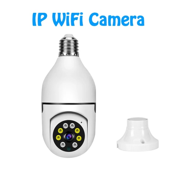 Glödlampa Övervakningskamera Fullfärg Nattseende Automatisk Människospårning Zoom Inomhus Säkerhetsmonitor Wifi Kamera Smart Home White
