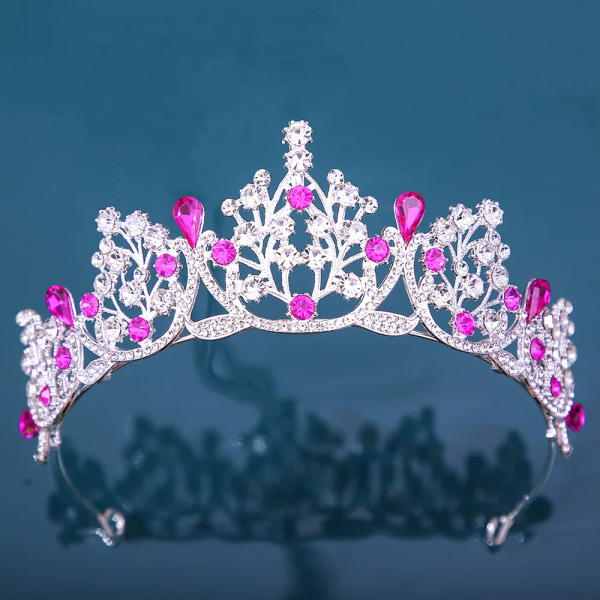 12 färger Prinsessan Drottning Flickor Rosa Kristall Tiara För Kvinnor Fest Födelsedag Krona Hår Klänning Accessoarer Huvudbonader Smycken gold sky blue