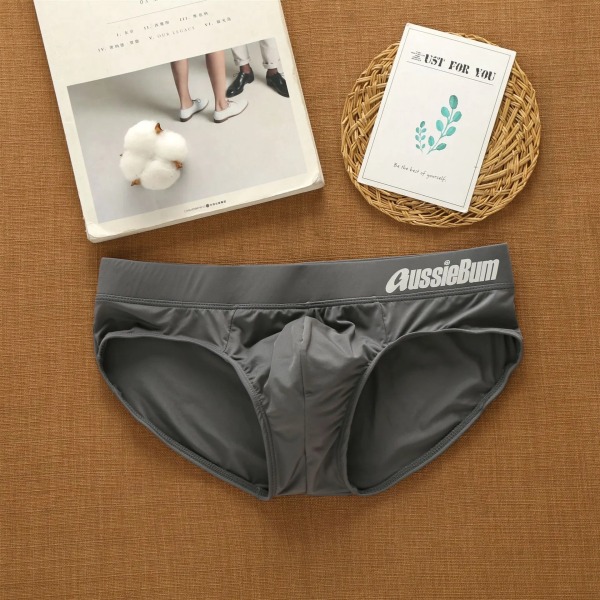 Män Triangel Underkläder Låg modell Mode Öka kapsel elasticitet Kroppsväska Kram Bekväma byxor Slip Dropshipping C gray XL