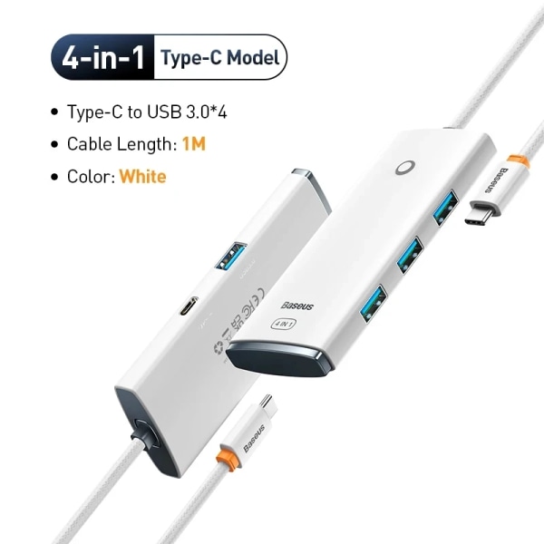 Bas192.- HUB USB 3.0 av typ C, med 6 portar, kompatibel HDMI, adapter 4K @ 30Hz, station 6 000 S6 för PC, tillbehör information 4 in 1 Type C 1m W CHINA