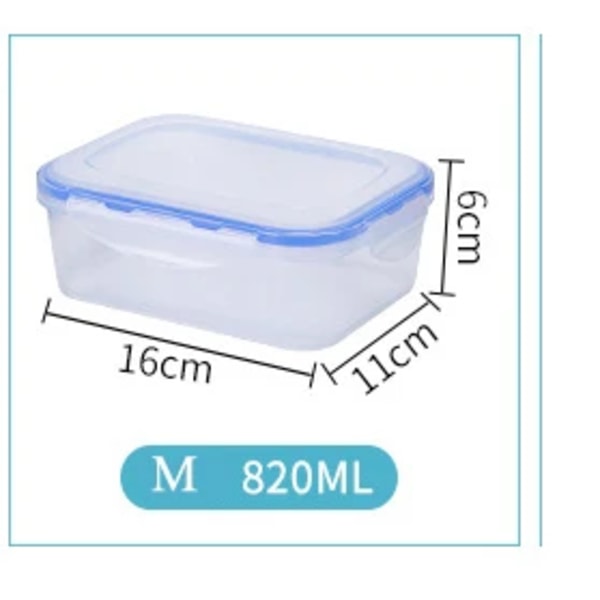 Lunchlåda i plast för barn Bento Box Matförvaringsbehållare för skolkontorsarbetare Utomhus Picknick Snack Måltid Mikrovågsugn 6 Storlek 820ml