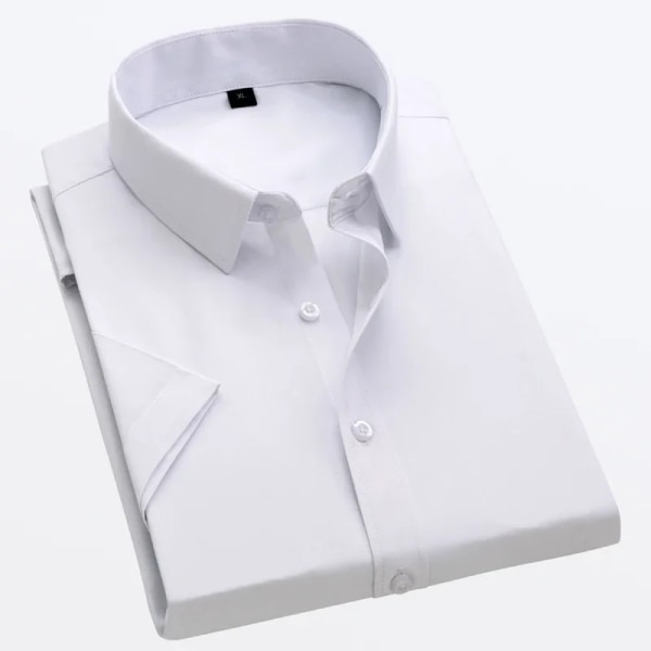 2024 Sommar Herr Slim Enfärgad Kortärmad Skjorta Business Casual Vit Skjorta Man Stor Storlek 5XL Klassisk stil White XL (58-65kg)