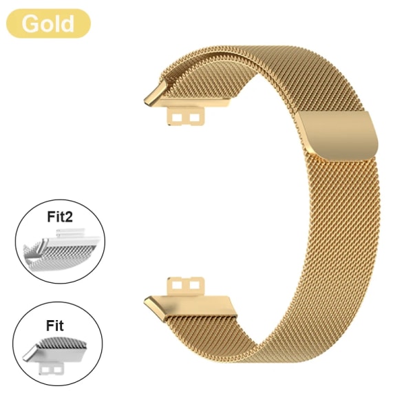 Metallband för Huawei Watch Fit/Fit 2 Rem med case TPU Skärmskydd Watch Fit Armband Milanese Magnetic Loop Watchband Gold Band Huawei Watch Fit