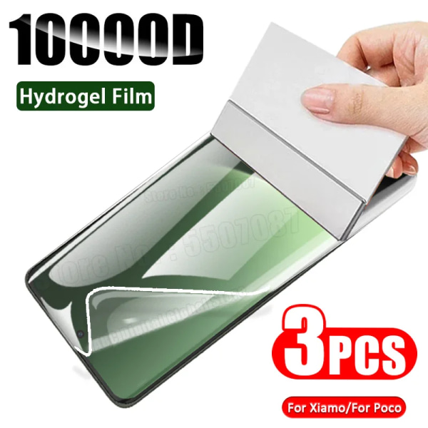 3st hydrogelfilm för Xiaomi Mi 13 12 12T 11T Pro 11 10 Lite 5G skärmskydd för Poco X5 X4 X3 M4 M3 Pro 5G F4 M5 Ej glas Poco F4 3PCS Hydrogel Film