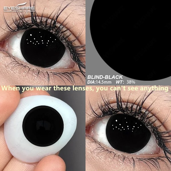 Eyeshare Anime Väriset Piilolinssit Silmille Cosplay Värilliset Linssit Punainen Halloween Linssit Valkoiset Piilolinssit Meikki 1Pari BLIND-BLACK 0