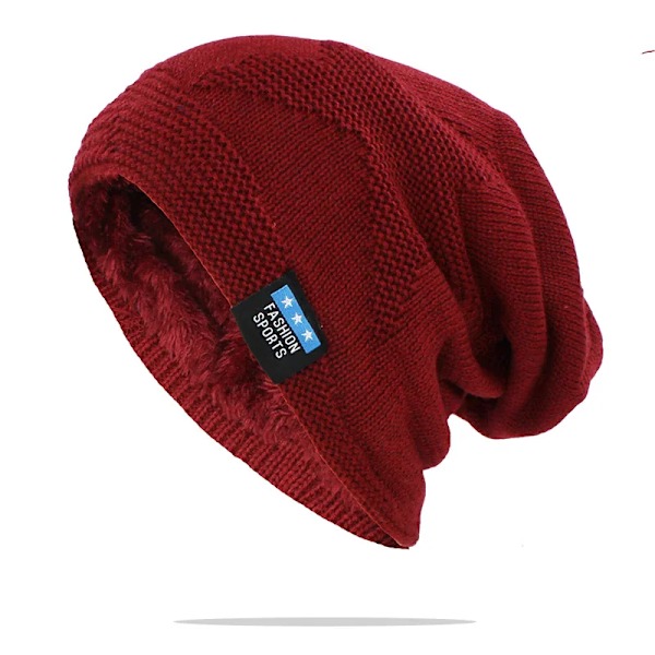 LOVINGSHA Varm Vintermössa för Män Kvinnor Unisex Ny Ull Stickad Casual Beanies Skullies Märke Utomhus Bomullshattar HT138 AHT137REW 56-62 cm (elastic )