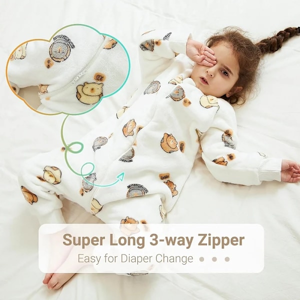 MICHLEY Cartoon Flannel Børne Baby Sovepose Sæk Varm Vintertøj Toddler  Sleepsack Pyjamas Til Piger Drenge Børn 1-6T A Cow 3-4T