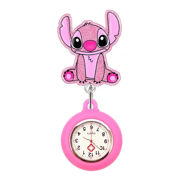 Glitter Acrylic Hospital Acrylic Cute Stitch Nurse Doctor Alligator Clip Pocket Watches Medical Hang Clock Gift 2