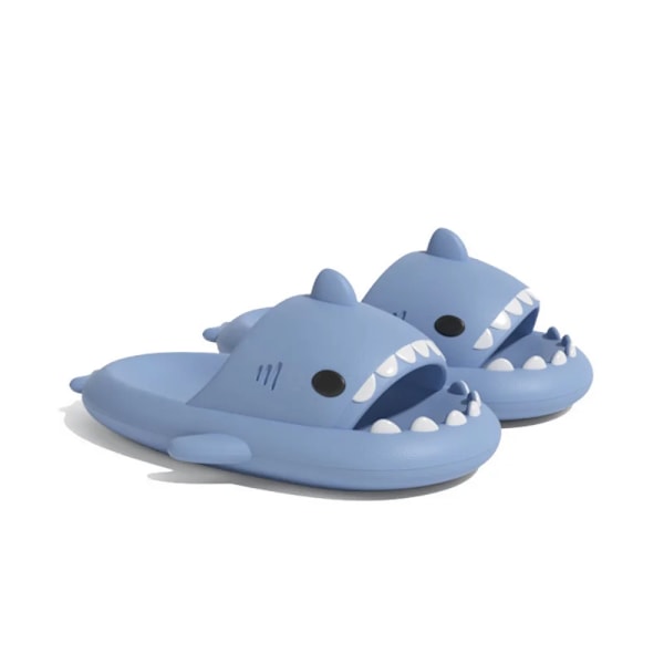 Sommer Kvinder Shark Tøfler Mænd Eva Solid Farve Slides Voksne Mode Tykke Såler Flip Flops Par Udendørs None Slip Sandaler blue 42-43