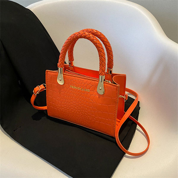 Høj Kvalitet Kvinders Taske 2022 Nye Mode Tasker Stenmønster Bærbar Skuldertaske Crossbody All-Passende Western Style Lille Firkant Taske Creamy-White