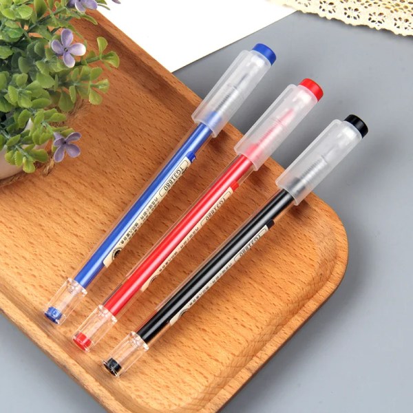 11 STK Gel Pen Set Skolmaterial Svart Blå Röd Bläck Färg 0,35 mm Kulspetspenna Kawaii Pen Studenter Skola Kontorspapper 1 pen-10 Refill-Blue
