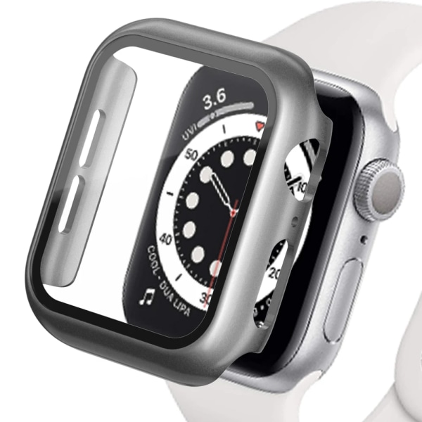 Glas+Matt Watch Cover för Apple Watch Case 45mm 41mm 44mm 40mm 42mm 38mm Bumper+Screen Protector för Iwatch SE 8 7 6 5 4 3 2 1 Space Gray 40MM Series SE 6 5 4