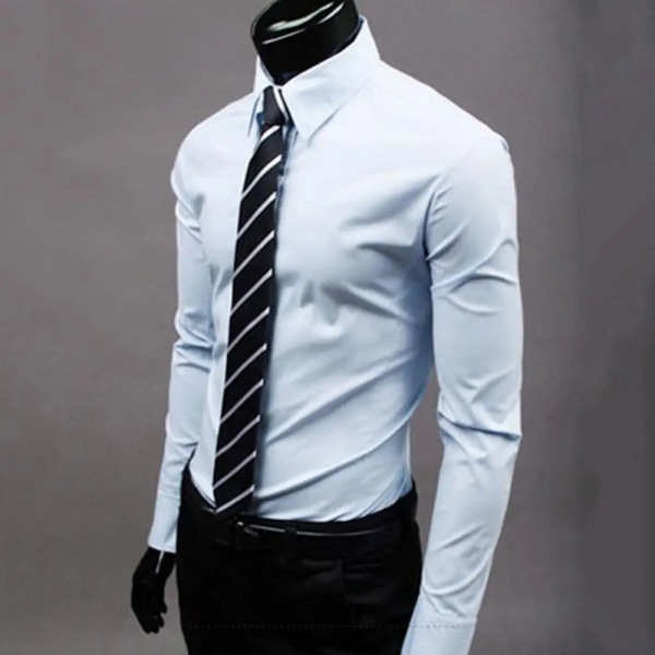 Elegant affärsskjorta Knäppningsstängd bomull för män Slim Fit Businessskjorta i bomull Luktfri snapsskjorta för vardagslivet black XL