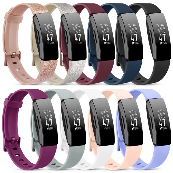 Band för Fitbit Inspire 2 1 Rem Klockband Silikonarmband för Fitbit Inspire HR Band Armbandsbälte Smartwatch Tillbehör Bling Gold Size S