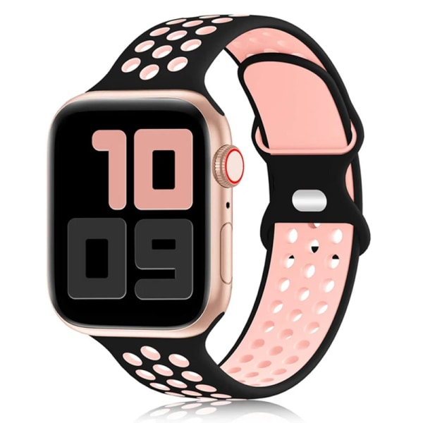 Sportrem för Apple Watch Band 44mm 40mm 42-38-41mm 45mm Air-hole silikonarmband iWatch Series 8/7 6 SE 5 4 3 Ultra 2 49mm black pink 08 49mm-42-44-45mm SM