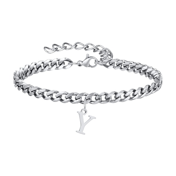 Vnox 26 Brev Charms Ankruckor För Män Kvinnor, Kubansk Kedja Ankel Armband Med Första Upphängd, Unisex Stål Ankel Kedja Smycken JC-184S-Y