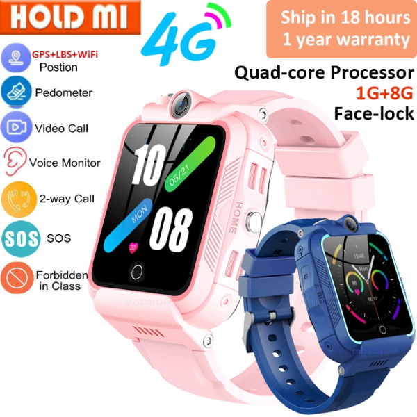 4G GPS Barn Smart Watch Pojkar Flickor Vattentät 2 Way Call Kamera Röst Videochatt SOS WiFi Telefon Watch Födelsedagspresenter K22 pink Asia Version