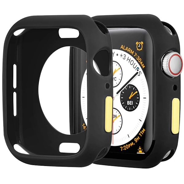 Pehmeä silikonikotelo Apple Watch Ultra 49mm 9 8 7 45mm 41mm Suojakuori Iver Serie 6 5 4 3 Se 44mm 40mm 42mm 38mm Black Yellow Series 456 SE 40mm