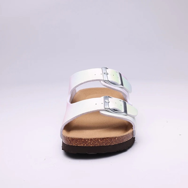 Goosecret Clogs Tofflor Kvinnor Utomhus Strand Skor Med Dubbel Spänne Kvinnlig Mode Gradient Kork Sandaler Komfort Casual Slider PU-Apricot3 36(fit 22cm)