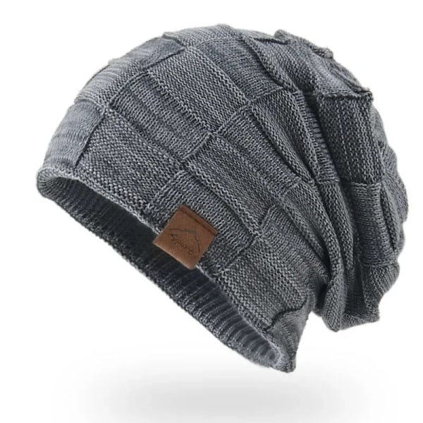 Vintermössa Varm Plus Size Utomhus Stickad Man Kvinna Ull Bomullsmössa Casual Stretch Virkad Beanies Mössa Keps För Kvinnor Män Style1 Grey One Size