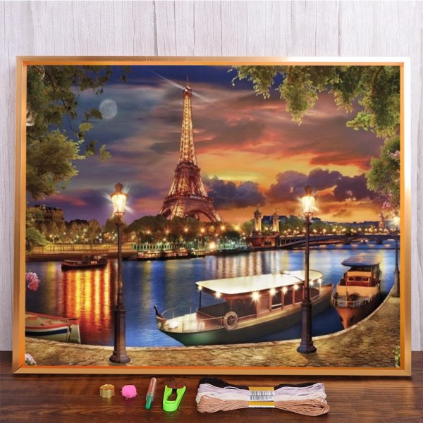 Stad Paris Landskap Printed duk 11CT Korsstygn DIY Broderi Set DMC Trådar Hantverk Målning Hantverk Sömnad Magic HMA60498 30x40cm