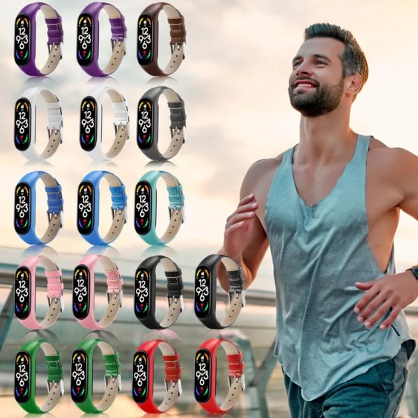 Rem för Xiaomi Mi Band 7 6 5 4 3 för Mi Band 5 Armband Läder Handled Mi Band 6 Rem Armband Pulseira Smart Tillbehör White unity Mi Band 3 4 5 6 7