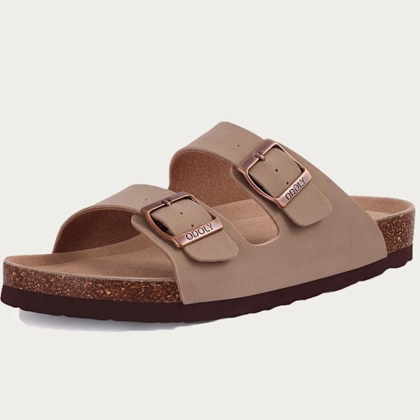 Litfun Retro Kork Tøfler Til Mænd Mode Mænd Mules Sko Med Arch Support Unisex Klassiske Strand Sko Mænd Sandaler leather-Apricot2 37