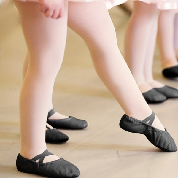Bekväma och slitstarka balettskor för flickor - Perfekt för dans och yoga - Design med delad sula med knytfri stängning - Finns i Toddler Black CN31(EU30.5-31)