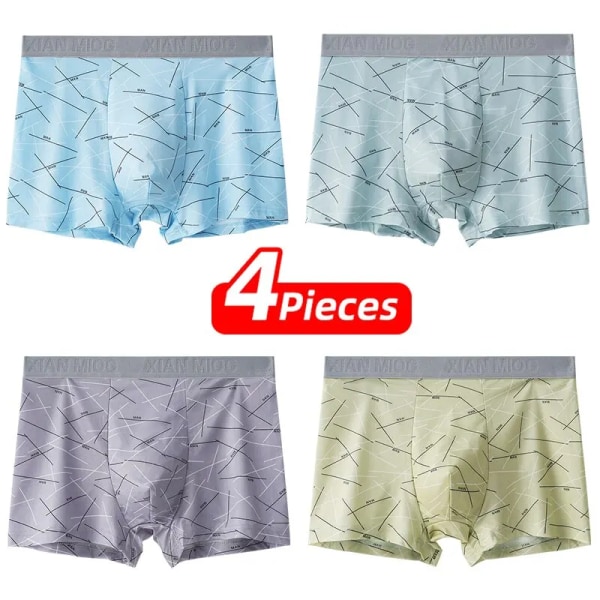 4 delar Herr Boxers Sport Underkläder Kalsonger Shorts 2XL 3XL 4XL Andas Mode Sport Multicolor 4XL