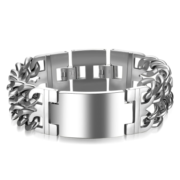 1 st Men's Cross Denim kedja, titan stål smycken armband Silver Glossy