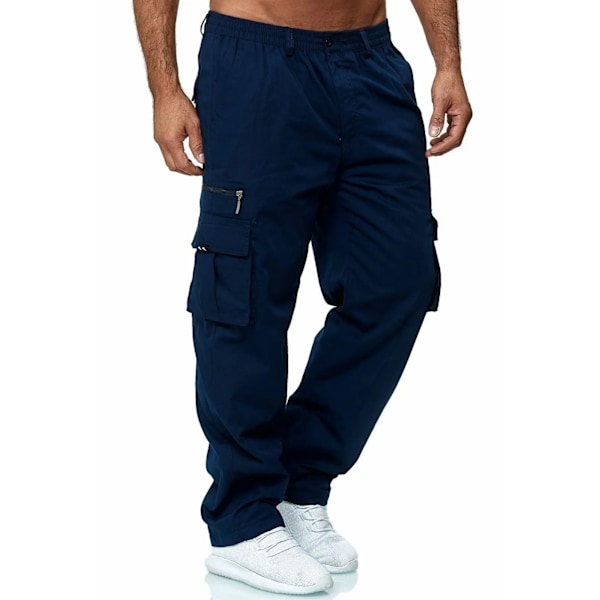 Sweatpants Mænd Jogger Cargo Bukser Casual Multi Lommer Militære Taktiske Bukser Taktiske Last Baggy Bukser Mænd Navy blue 5XL