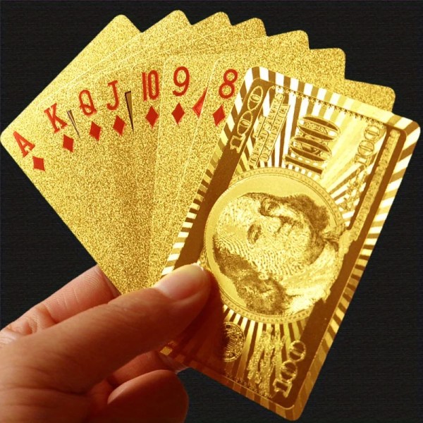 1 st guldfoliespelkort, dollarspelkort, vattentät, tvättbar och slitstark, festspel, festtillbehör Golden
