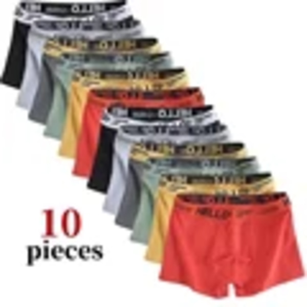 10Pcs / Mäns Underkläder Mode Underkläder Hög Sträck Boxer Shorts Andas Mjuka Mäns Shorts Comm Modable Plus Storlekl-4Xl ZC1 4XL