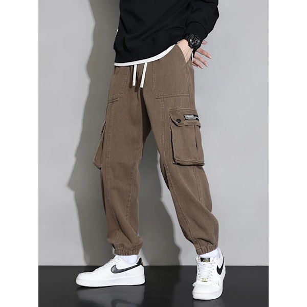 2023 Hösten Nya Mäns Lastbyxor Multi-Pockets Streetwear Baggy Jogger Byxor army green M