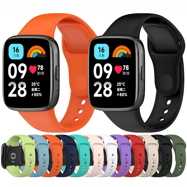 Blød silikone rem til Redmi Watch 3 Active Strap tilbehør Smart udskiftning Watchband og skærmbeskytter etui armbånd Purple Strap Redmi Watch 3 Active