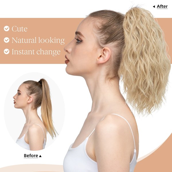 13Inch Premium Syntetisk Curly Claw Clip I Ponytail Blond Brun Kort Hårpiece Fake Hår Falsk Pigtail Hår Ex Ex P064 1B